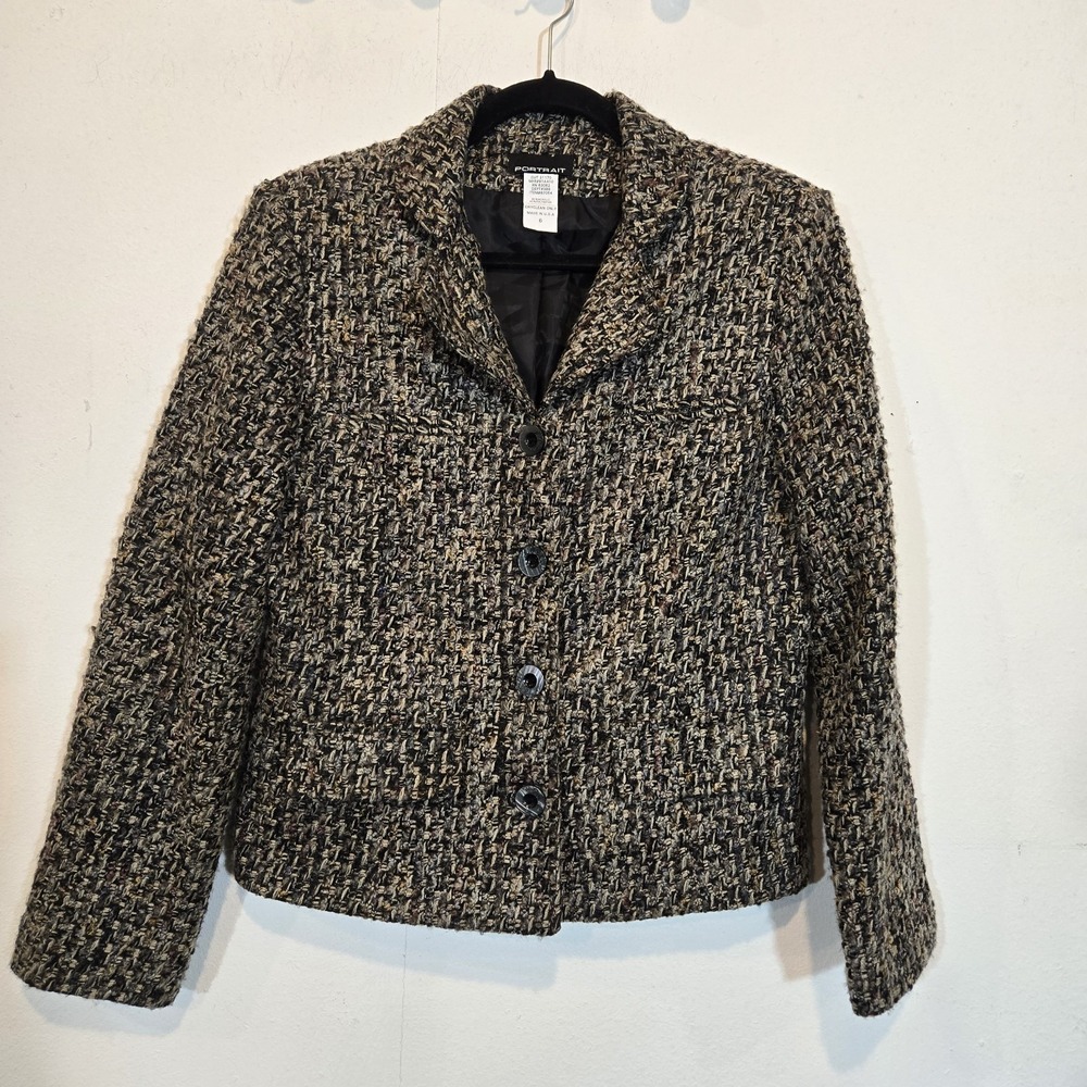 Portrait Cropped Jacket Textrued Knit Size 6